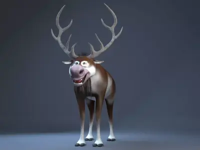 cartoon snow deer  Low-poly 3D model