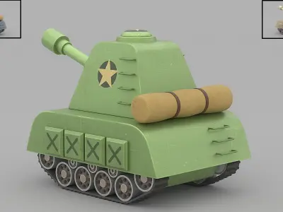 Cartoon tank 1 Low-poly 3D model