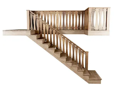 Wooden stair F021  3D model