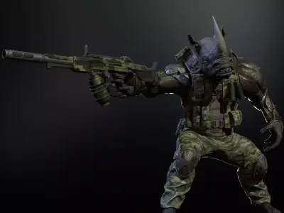Rhino Soldier Low-poly 3D model