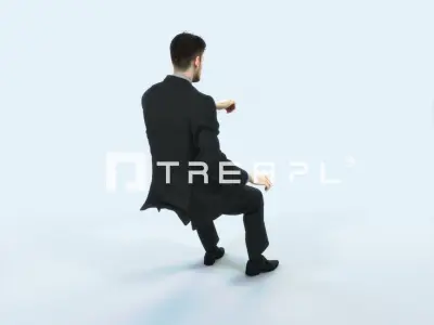 Posture 20B Driver Driving Sitting Elegant Business Man Low-poly 3D model