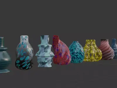 Pack of 10 3D Vases 3D model