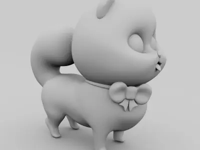 3d Pomeranian puppy dog Low-poly 3D model