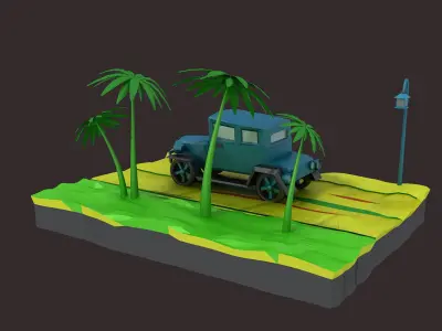 Vintage Classic car   cartoon SUV clunker machine truck  3D model