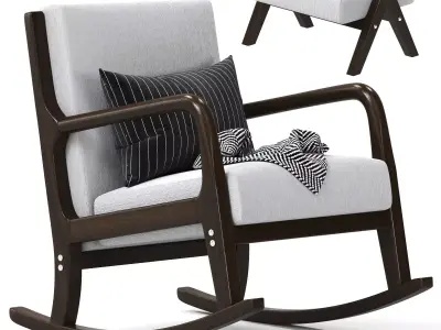 Rocking Chair Wooden High Resilience 3D model