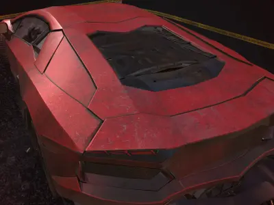 low poly car 3d model sports with cones 3D model