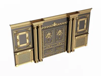 Boiserie Classic Wall with Mouldings 012 Black Low-poly 3D model