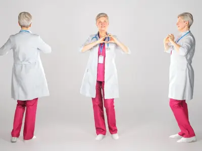 Smiling adult female doctor posing 130 Low-poly 3D model