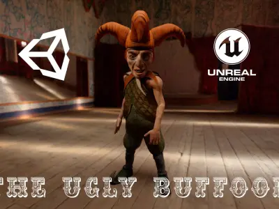 The Ugly Buffoon game character for Horror games Low-poly 3D model