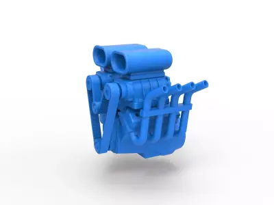 Engine V8 double supercharger Version 2 Scale 1 to 25 3D print model