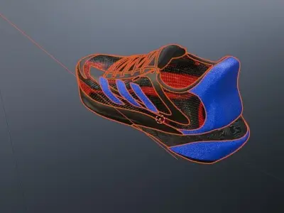 adidas 3d model shoes blue and red colour Low-poly 3D model