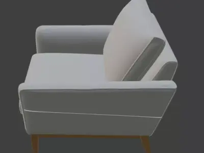 Gray Upholstered Armchair 3D Model 3D model