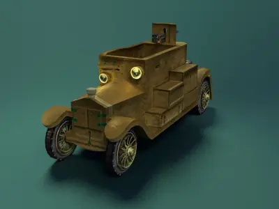 Minerva Armored Car with texture Low-poly 3D model