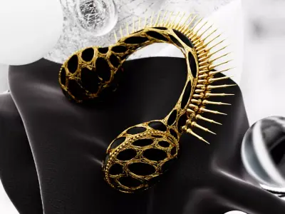 Gold abstract headphones 3D model