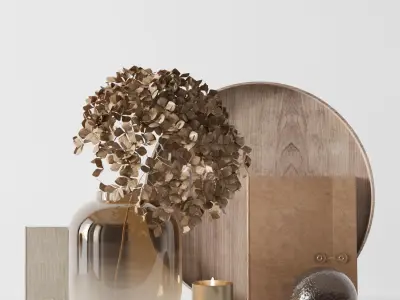 Decorative set with dryed hydrangea 3D model