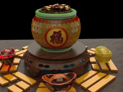 Chinese treasure pot   3D model