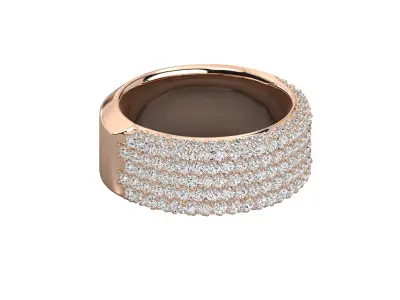 Wide Pave Diamond Multi Row Luxury Band Ring CAD Design 3D print model