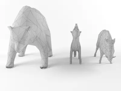 Low Poly Bear Wolf Boar Wild Mammal Animal Set Pack Lowpoly Low-poly 3D model