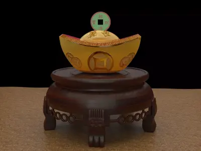 chinese gold ingot  3D model