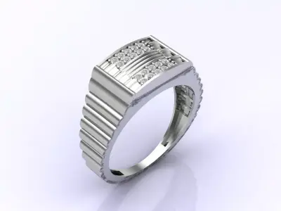 Print Ready STL 3DM  Gents Rings Diamond Men Ring  3D print model 229