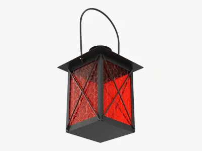 Metal lantern with windows and handle 3D model