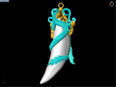 Guan Yu pendant - Dragon pendant - Tiger nails - Tiger fang 3D print model