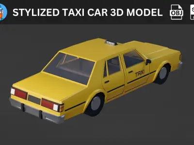 Stylized Taxi Car 3D Model 3D model