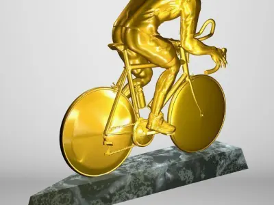 Cyclist 3D model gold statue of man riding bike 3D print model