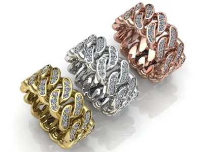 Ring Cuban Chain 10 mm Wide - DIFERENT SIZES 3D print model