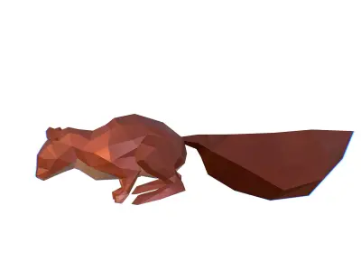 Animated Squirrel Lowpoly Art Style Low-poly 3D model