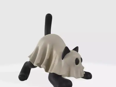 Cute Cat Ghost Figurine Halloween Cat Decor Adorable Kitty  3D print model