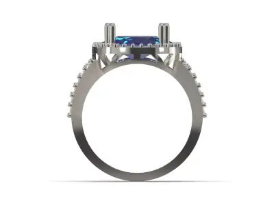 White Gold Sapphire and Diamond Ring jr00345 3D print model