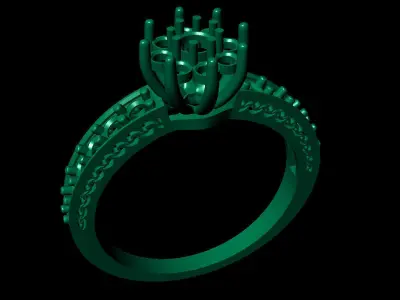 Women Ring 69 diamond cluster halo engagement ring for women 3D print model