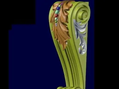 columns 3D model gold ornamented column 3D model