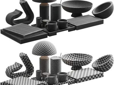 119 decorative set 032 american style neutral decor P01 3D model