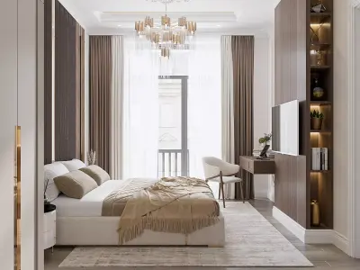 BEDROOM AND BATHROOM CLASSIC STYLE 3D model