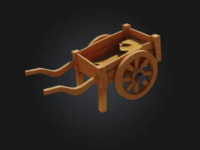 Wooden Cart Illustration  Rustic Charm on Wheels 3D model