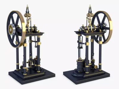 Classic Beam Steam Engine with Flywheel M1 3D model