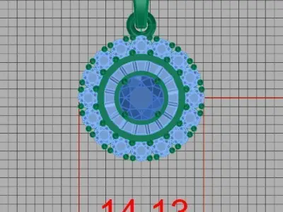 P0001 round diamond pendant gold 3D print model