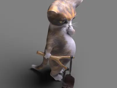 Mischievous kitten Low-poly 3D model