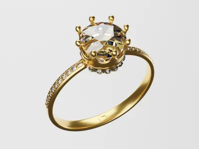 Crown Diamond Ring 3D model