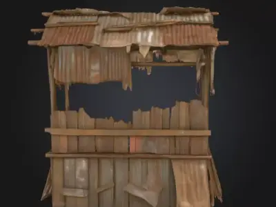 Rustic Market Stall Low-poly 3D model
