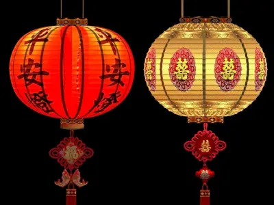 Chinese red lantern  3D model 20