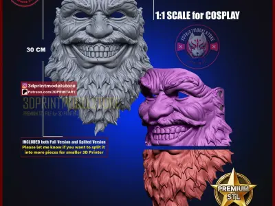 Creepy Santa Claus Mask Xmas Christmas Cosplay Halloween 3D print model