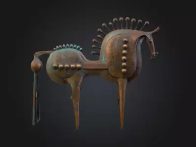 Bronze Horse Sculpture Low-poly 3D model