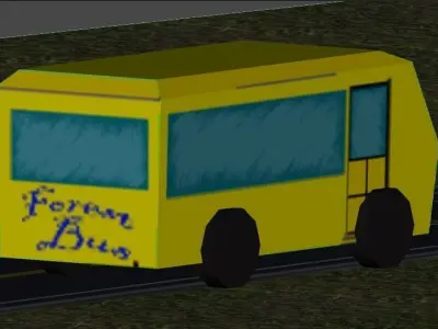 Yellow lowPoly Bus Free low-poly 3D model