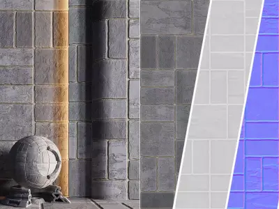 H86 Slate Stone - PBR - 4K - Seamless Low-poly 3D model