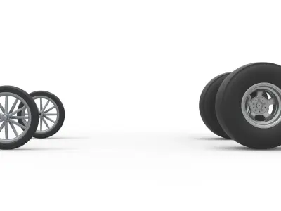 Wheel set of Vintage Front engine dragster V3 Scale 1 to 25 3D print model