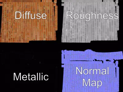 Classic Red Brick Wall model pack Low-poly 3D model