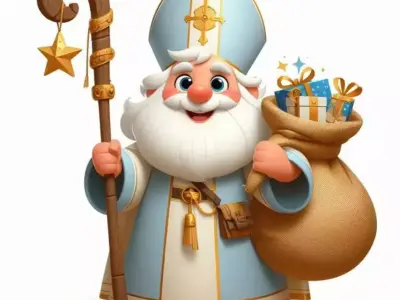 Saint Nicholas and Santa - Elegant Holiday Sculpture Collection